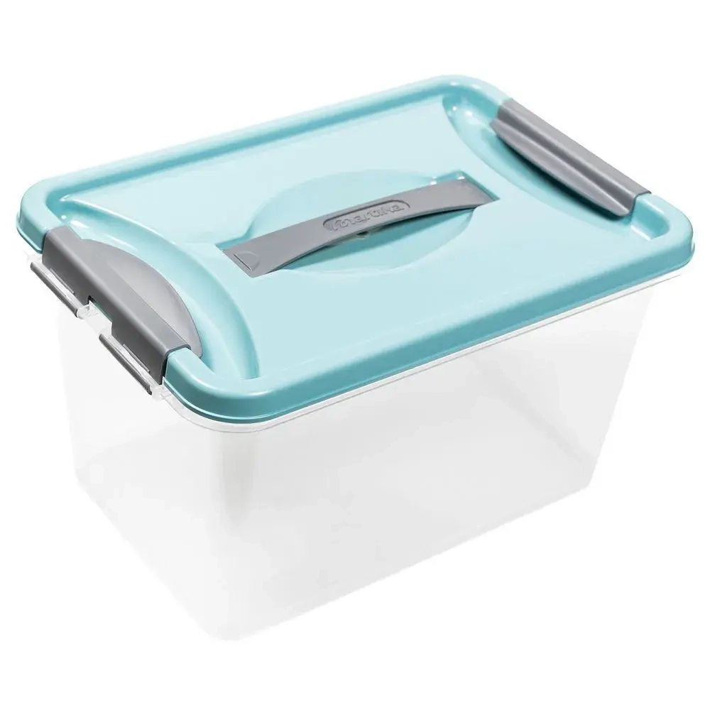 Контейнер с защелками и ручкой 10л Клик бирюзовый С274БИР
