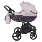 Детская универсальная коляска Adamex Cortina CT-224 2в1 (Серо-розовая ткань, сливовая экокожа)