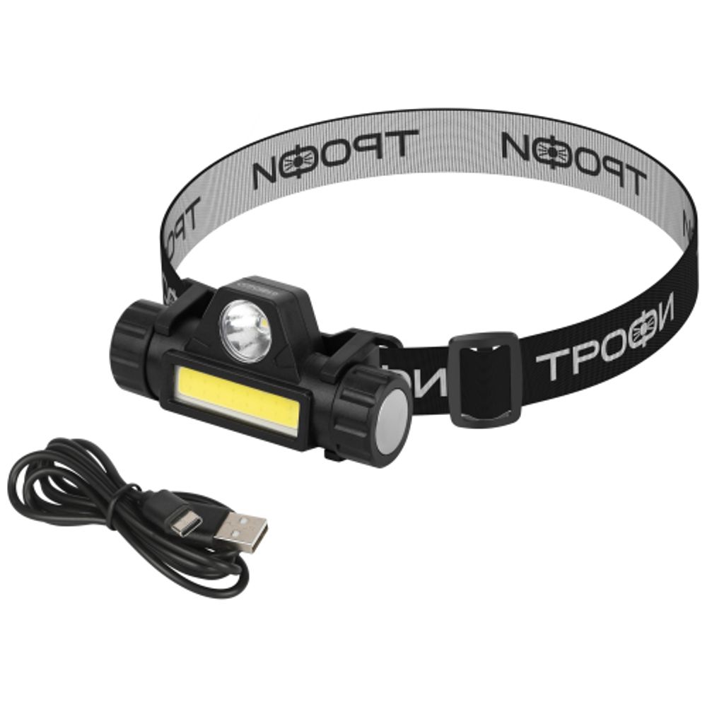 Фонарь налобный светодиодный Трофи GA-101 аккумуляторный 3 Вт COB + 3 Вт LED 2 режима магнит