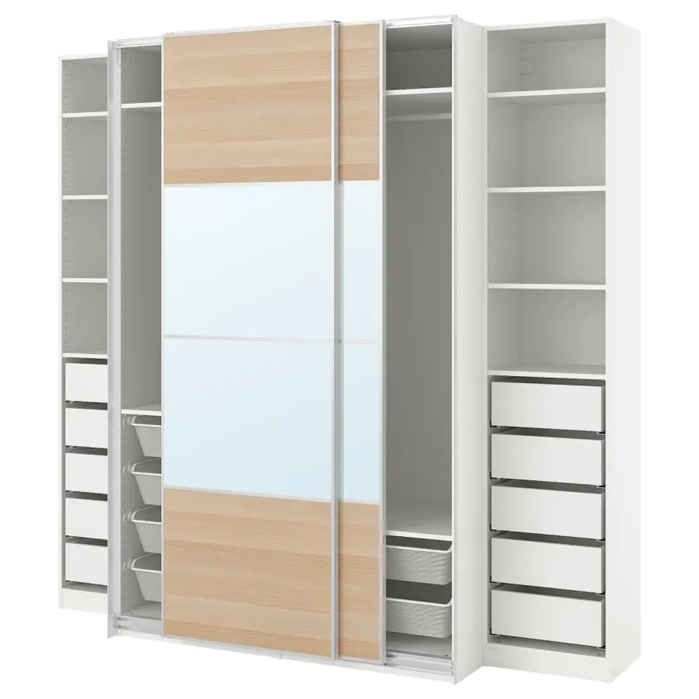 Шкаф - PAX / MEHAMN/AULI  IKEA/ ПАКС / МЕХАМН/ АУЛИ   ИКЕА, 236х250  см, белый/под белены дуб