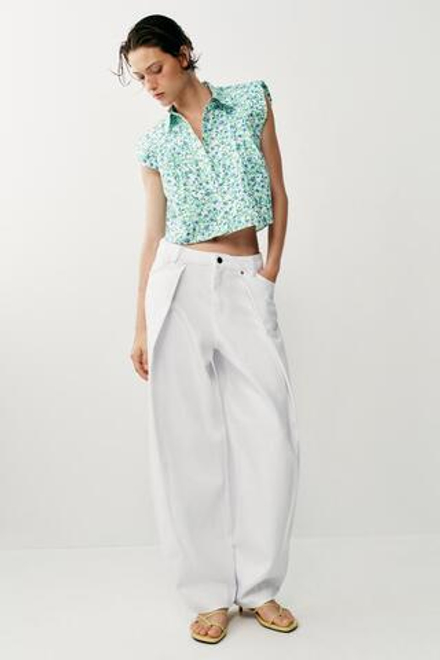 ZARA ДЖИНСЫ Z1975 BARREL WIDE-LEG СО СРЕДНЕЙ ПОСАДКОЙ, БЕЛЫЙ