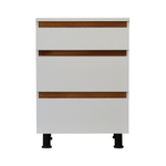 Кухонный модуль напольный 60х60х85, Валенсия, с 3-мя ящиками со столешницей, с дубовыми панелями, на ножках / белый, массив дуба, Dipriz