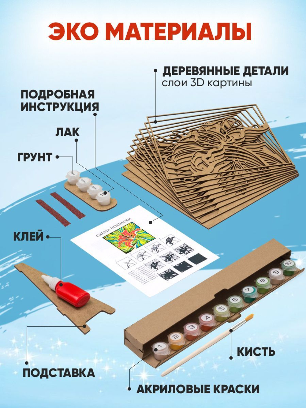3D картина по номерам Экзотический Цветок, флора и фауна, SamCraft, подарочный набор для творчества, многослойное панно из дерева
