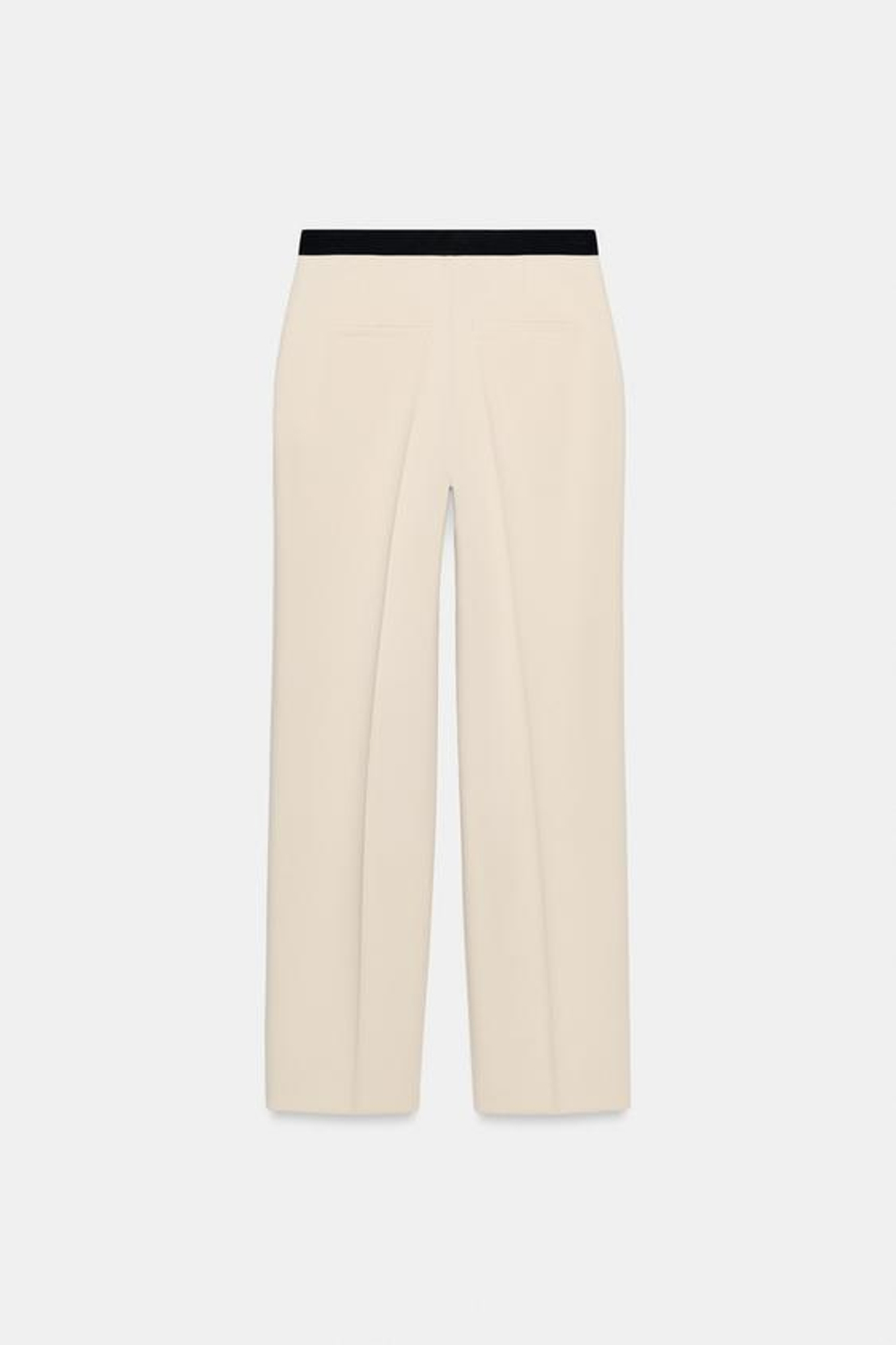 ZARA БРЮКИ ПРЯМОГО КРОЯ С КОНТРАСТНЫМ ПОЯСОМ, ПЕСОЧНЫЙ