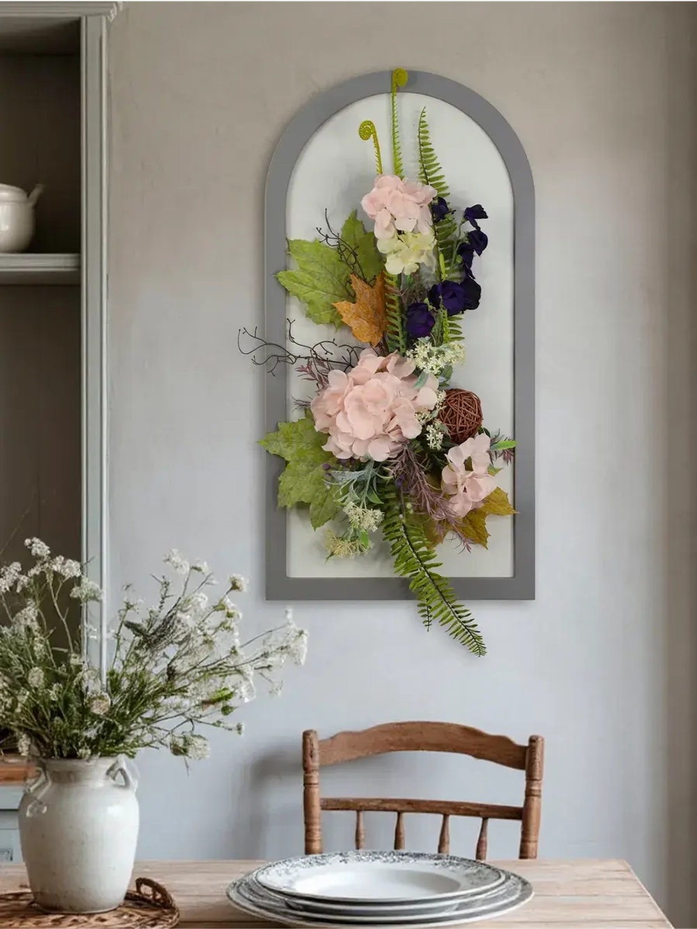 Искусственные цветы на стену в виде арки