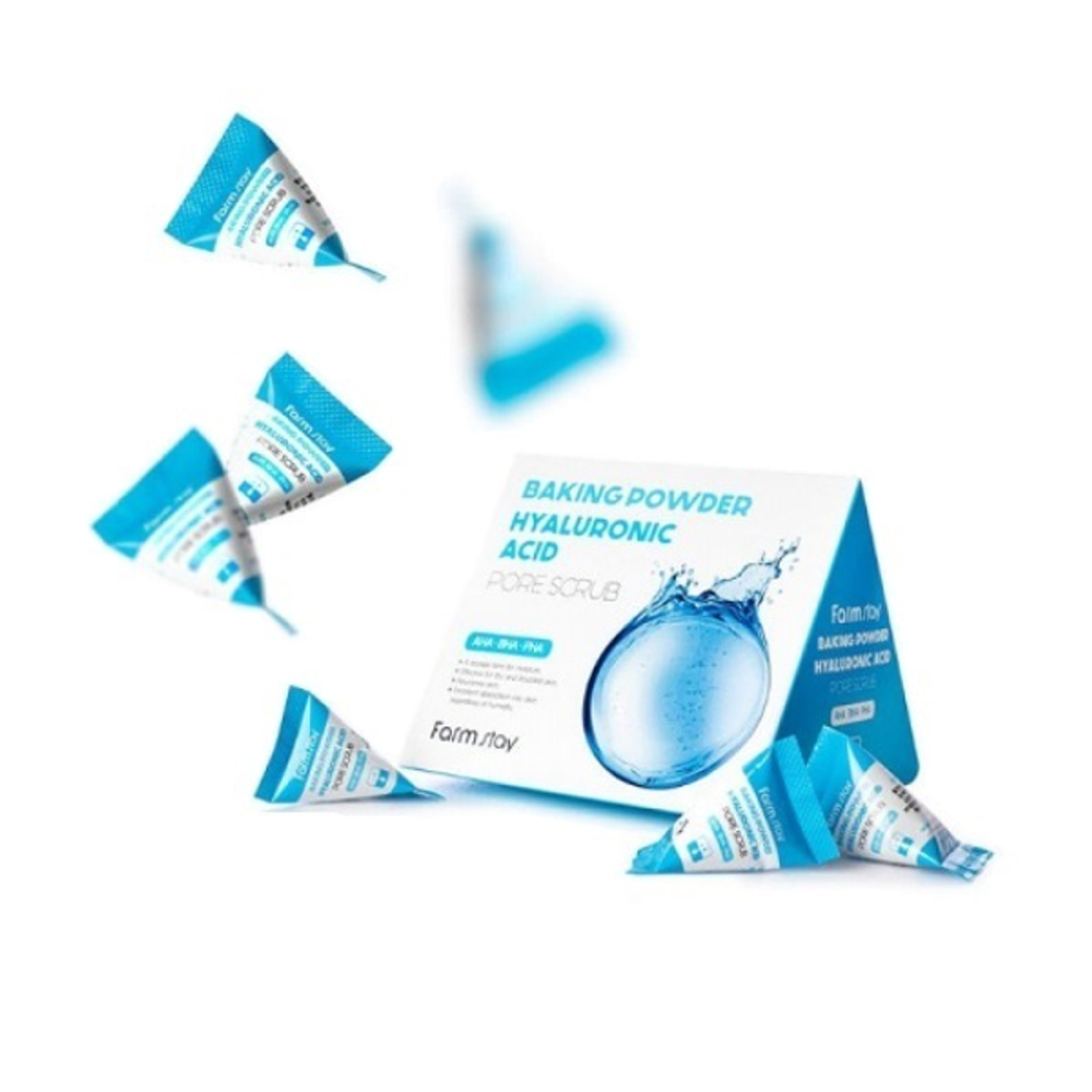 Скраб в пирамидках для очищения пор с содой и гиалуроновой кислотой FarmStay Baking Powder Hyaluronic Acid Pore Scrub 25шт