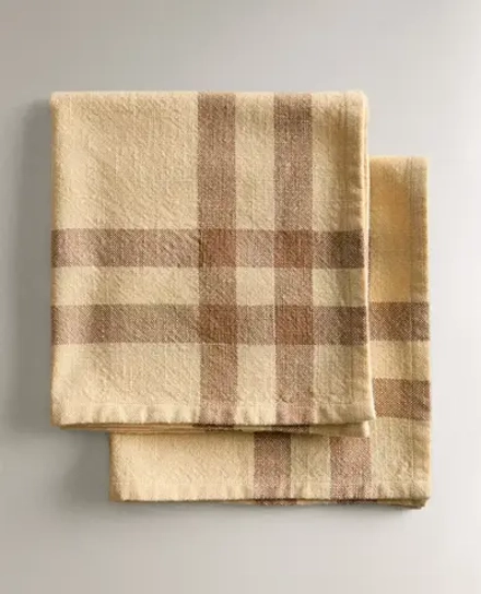ZARA HOME НАБОР ХЛОПКОВЫХ САЛФЕТОК В КЛЕТКУ (УПАКОВКА ИЗ 2 ШТ.), ЖЕЛТО-ОРАНЖЕВЫЙ