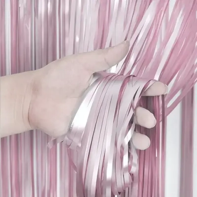 Занавес фольгированный «Дождь» ш1м, в2м (матовый), Розовый