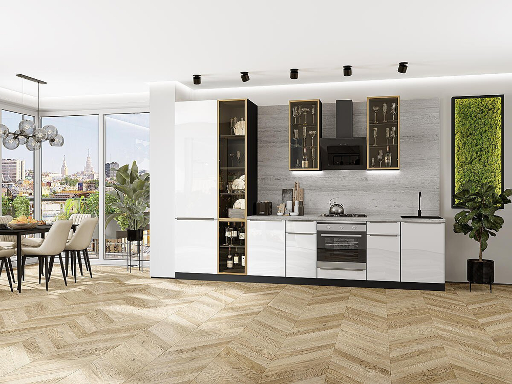 Прямая модульная кухня Фьюжн-08 Angel - Graphite 2340*3400*600