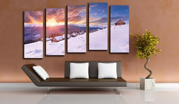 Модульная картина "Зима в горах"