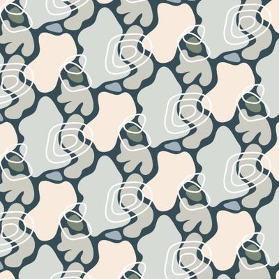 Buy fabric print abstract spots and lines dark emerald pale pink