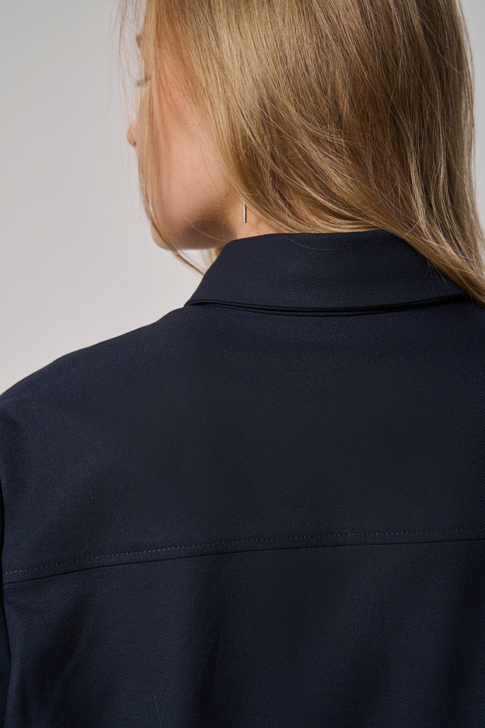 Рубашка-жакет укороченная синяя