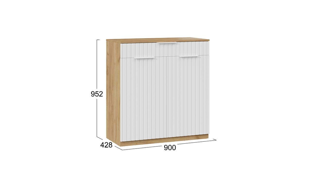 Прихожая с зеркалом комплект мебели Дуб Крафт золотой/Белый матовый/комод 145х43х195 см