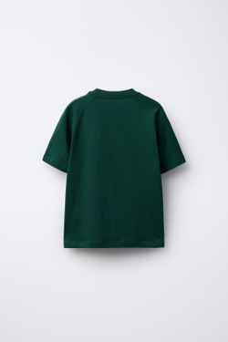 ZARA ФУТБОЛКА С ЛОГОТИПОМ, ТЕМНО-ЗЕЛЕНЫЙ