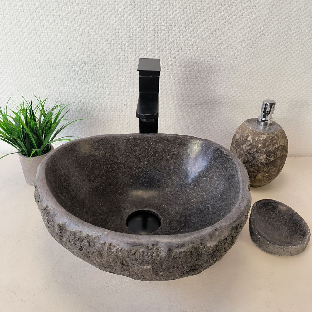Раковина из речного камня RS-66033 37х35х15 из натурального камня