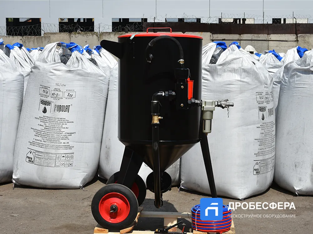 Пескоструйный аппарат PST-PS-200-3 с рукавом TWIN 20 метров с шиберным дозатором