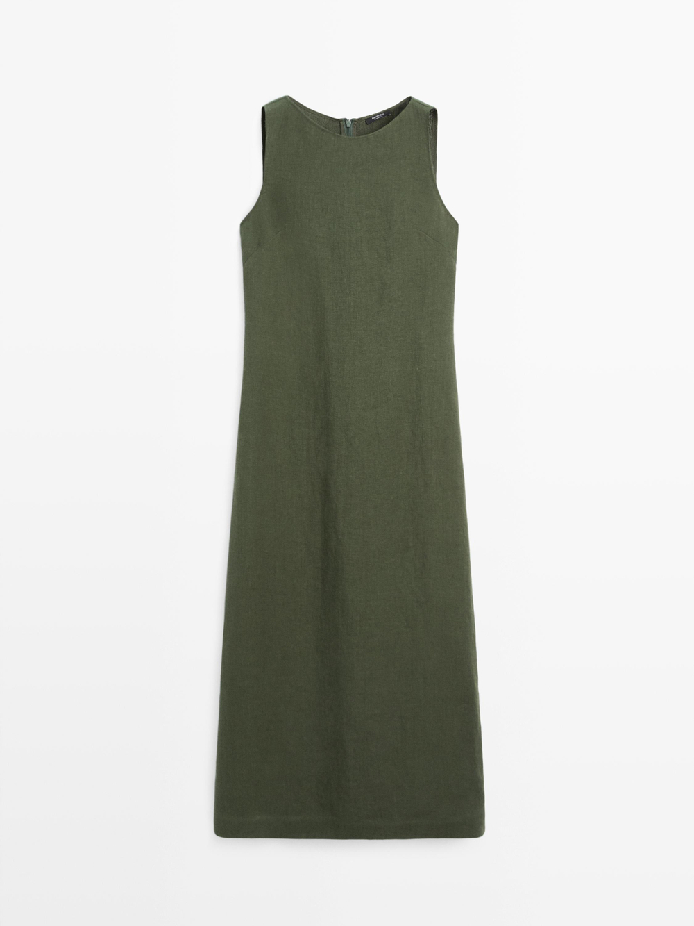 Massimo Dutti Длинное платье изо льна, зеленый