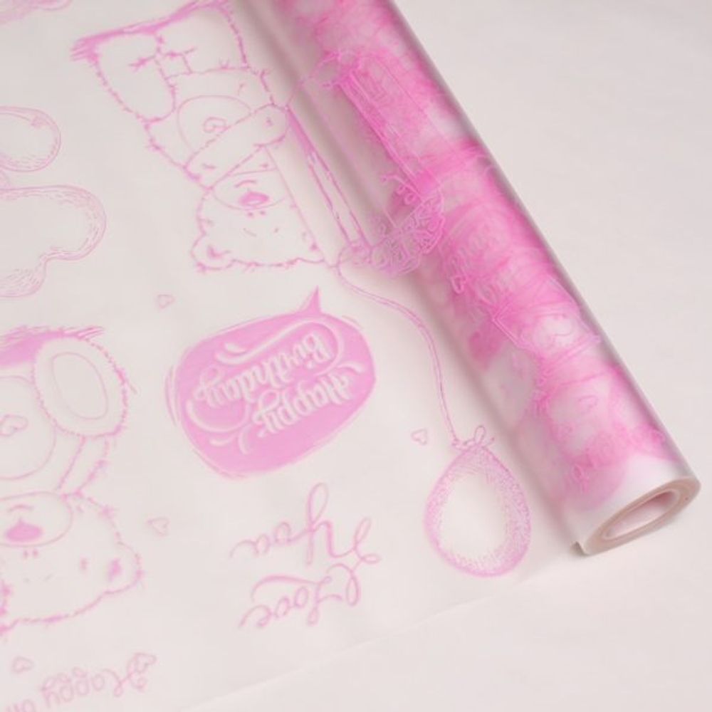 Пленка мат-я Мишки РОЗОВАЯ (10м)