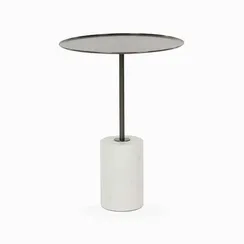 Кофейный столик Brasil 3, Ø45х61 см, белый мрамор, черная сталь