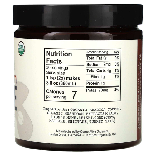 LA Republica, грибной кофе, растворимый кофе, 7 видов грибов, 60 г (2,12 унции)
