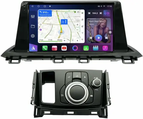 Магнитола для Mazda CX-4 2016-2024 (ШГУ монохром) - FarCar S400-TS18 монитор 9.5" QLED на Android 14, CarPlay, 4G SIM-слот