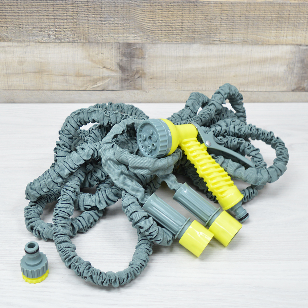 Шланг 22м растягивающийся, тканевая оплетка с пистолетом и коннектором 1/2