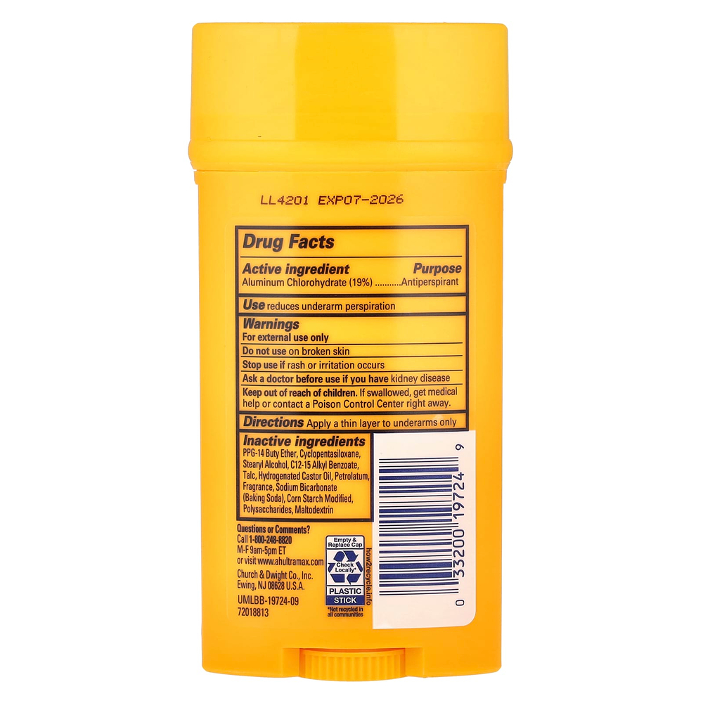 Arm & Hammer, UltraMax™, твёрдый дезодорант-антиперспирант, свежий аромат, 73 г (2,6 унции)