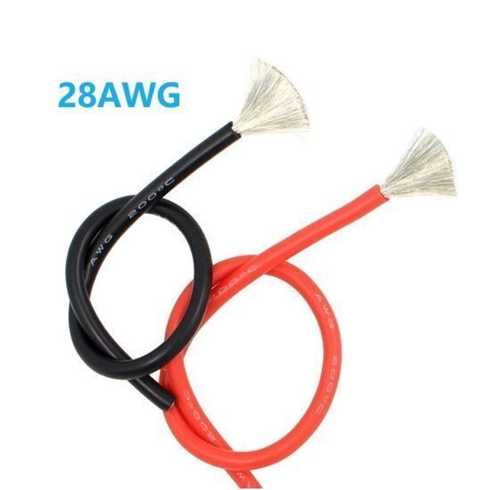 Силиконовый медный провод 28 AWG ( красный + черный по 1 метру )