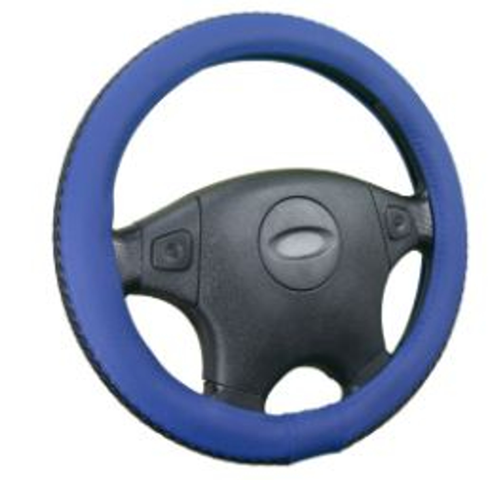 Оплетка на руль круглая CarFashion -М- «BRAID» 31558 - Экокожа - черный/синий