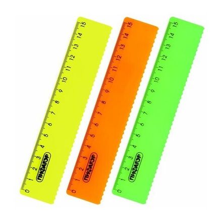 Линейка 15см, пластиковая, непрозрачная, с волнистым краем, Пифагор, ассорти, 1шт.