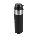 Термос для напитков (термобутылка) THERMOS TS-2706 0.6L, открытие/закрытие одной рукой, силиконовый чехол, чёрный