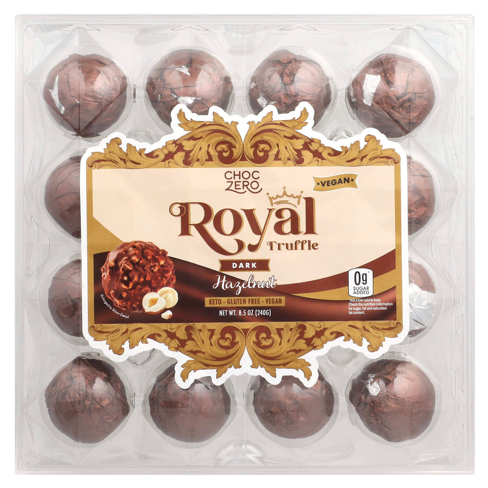 ChocZero, Королевский трюфель, темный, с фундуком, 240 г (8,5 унции)