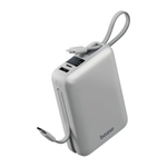 Внешний аккумулятор со встроенными кабелями Energea Bazic Fusion Mini 20K (20000 мА·ч) Проводная зарядка: USB-C, USB-A, встроенные кабели USB-C и Lightning. Беспроводная зарядка: нет. Есть дисплей, поддержка PD, QC 3.0 и PPS. Энергоёмкость — 77 Вт·ч. Макс