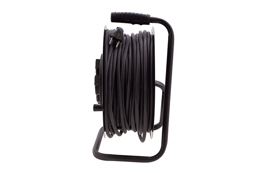 Удлинитель силовой 50 м, 16А, тип УХз16, КГ 3 x 1.5 мм, на стальной катушке, 4 розетки Сибртех