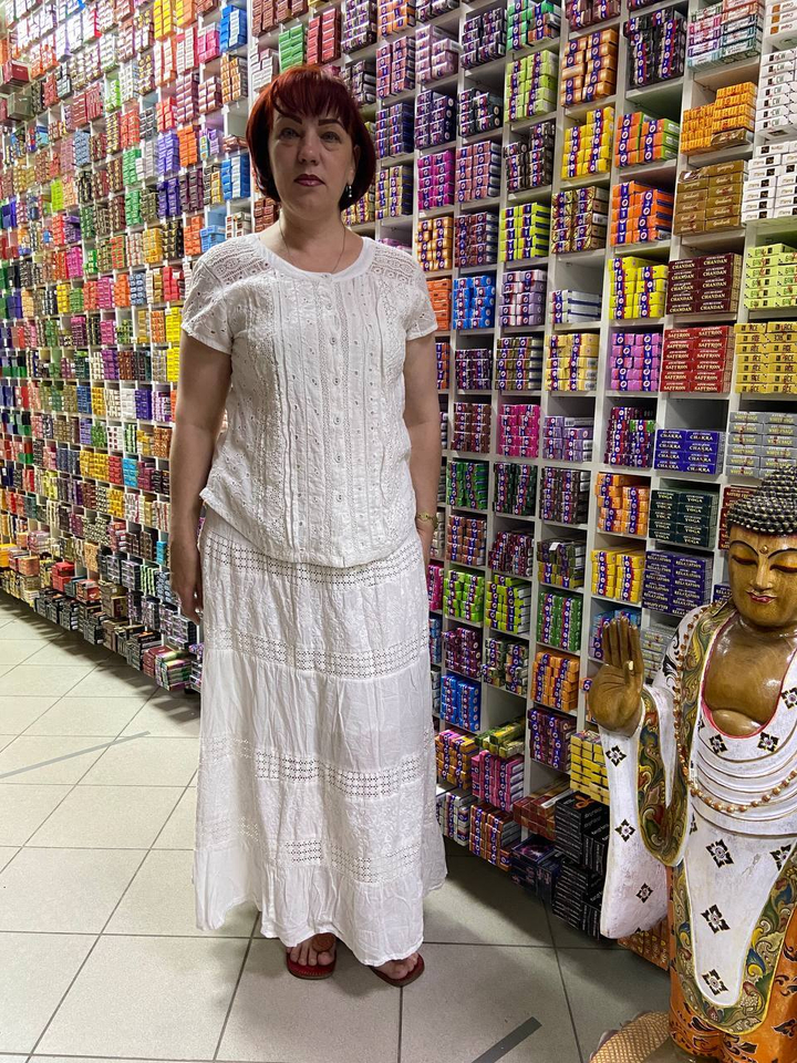 Юбка на резинке с кружевом с подкладом, хлопок, цвет белый, free size (48-56)