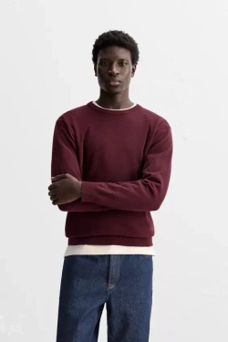 ZARA СВИТЕР ИЗ 100% КАШЕМИРА, БОРДОВЫЙ