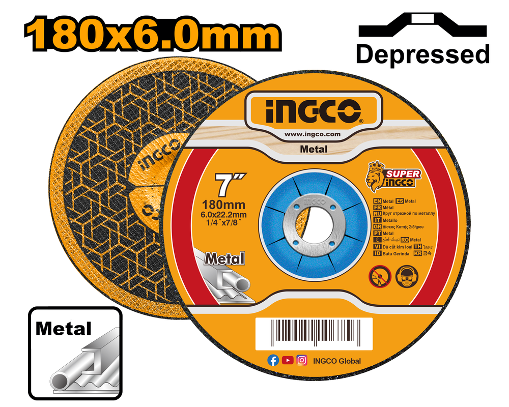 Круг шлифовальный по металлу INGCO MGD601801 180х6,0х22,2 мм Metal