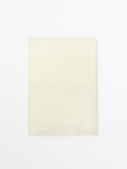 Massimo Dutti Шерстяной шарф, натуральный, кремовый