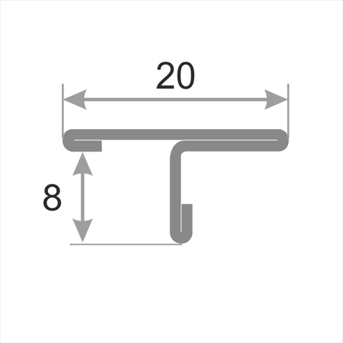 Т-образный профиль из нержавеющей стали SТO015-20W-8Н глянец 2700 мм