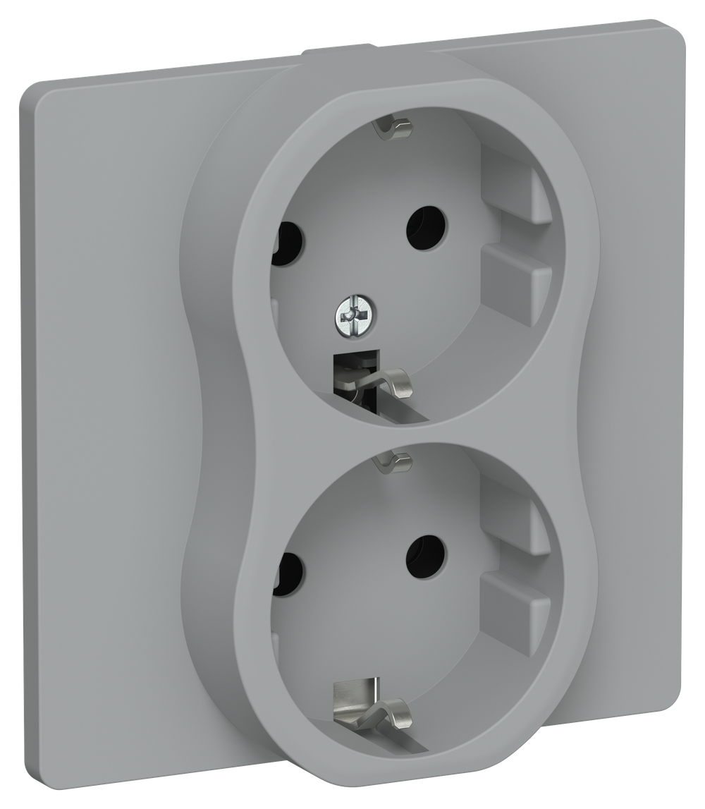 FLITE Розетка 2-местная с заземлением без защитных шторок 16А РС12-0-К-ФлС серый IEK