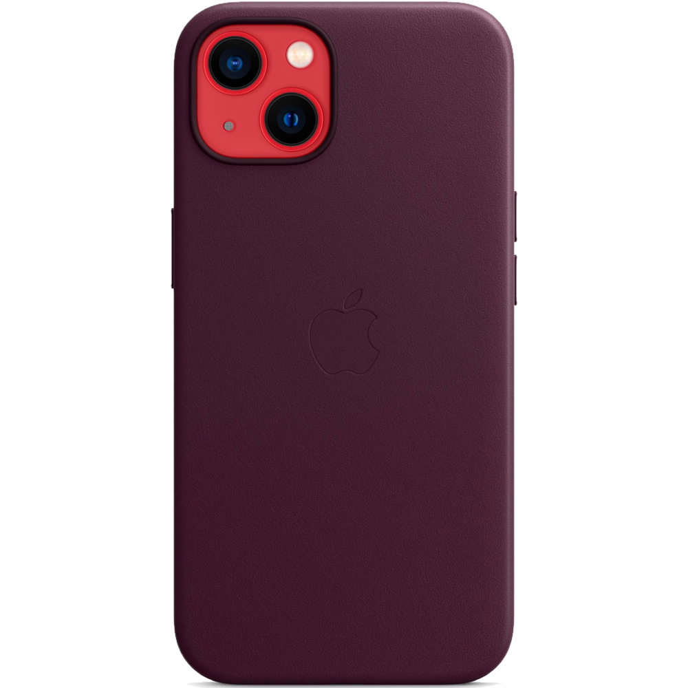 Кожаный чехол с поддержкой MagSafe Apple Leather Case для iPhone 13, Dark Cherry (Темная вишня)