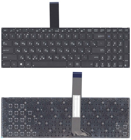 Клавиатура для ноутбука Asus K56, K56C, K550D Series. Плоский Enter. Черная, без рамки.