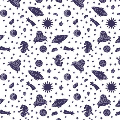 Космический дудл на белом фоне☆