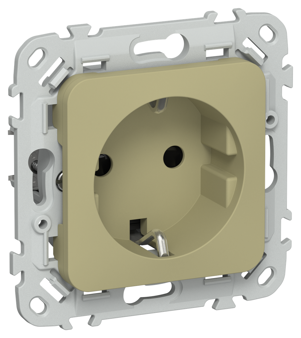 FLITE Розетка с заземлением с защитными шторками 16А РСш11-0-ФлО оливковый IEK