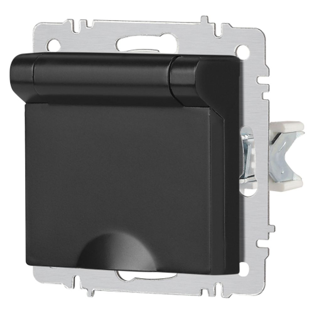 Розетка Intro Accent 6-203-05 2P+E Schuko с крышкой, 16А-250В, IP20, СУ, антрацит | Intro