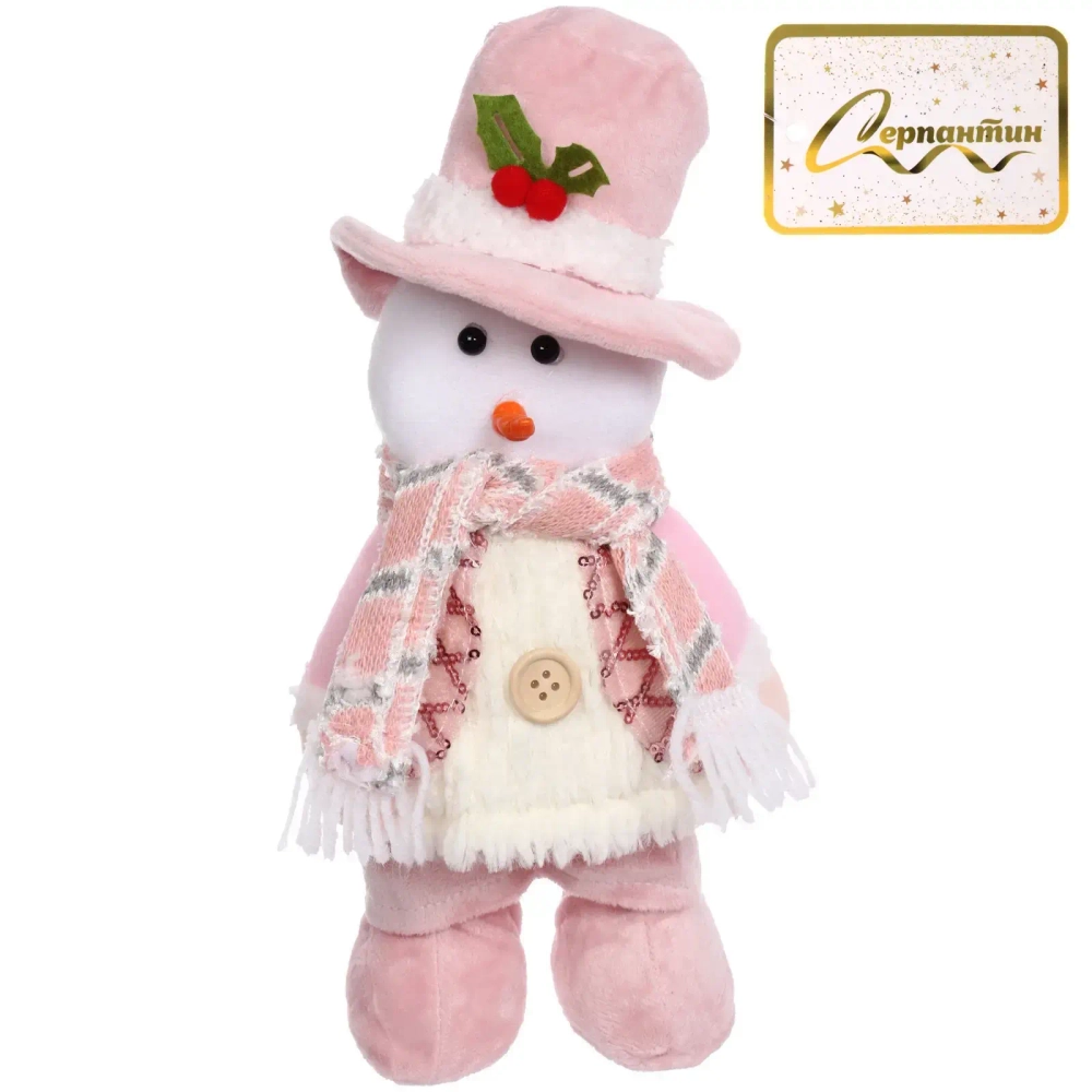 Сувенир новогодний «Новогоднее настроение - Снеговичок» 14*30*8 см, Розовый (с подсветкой)