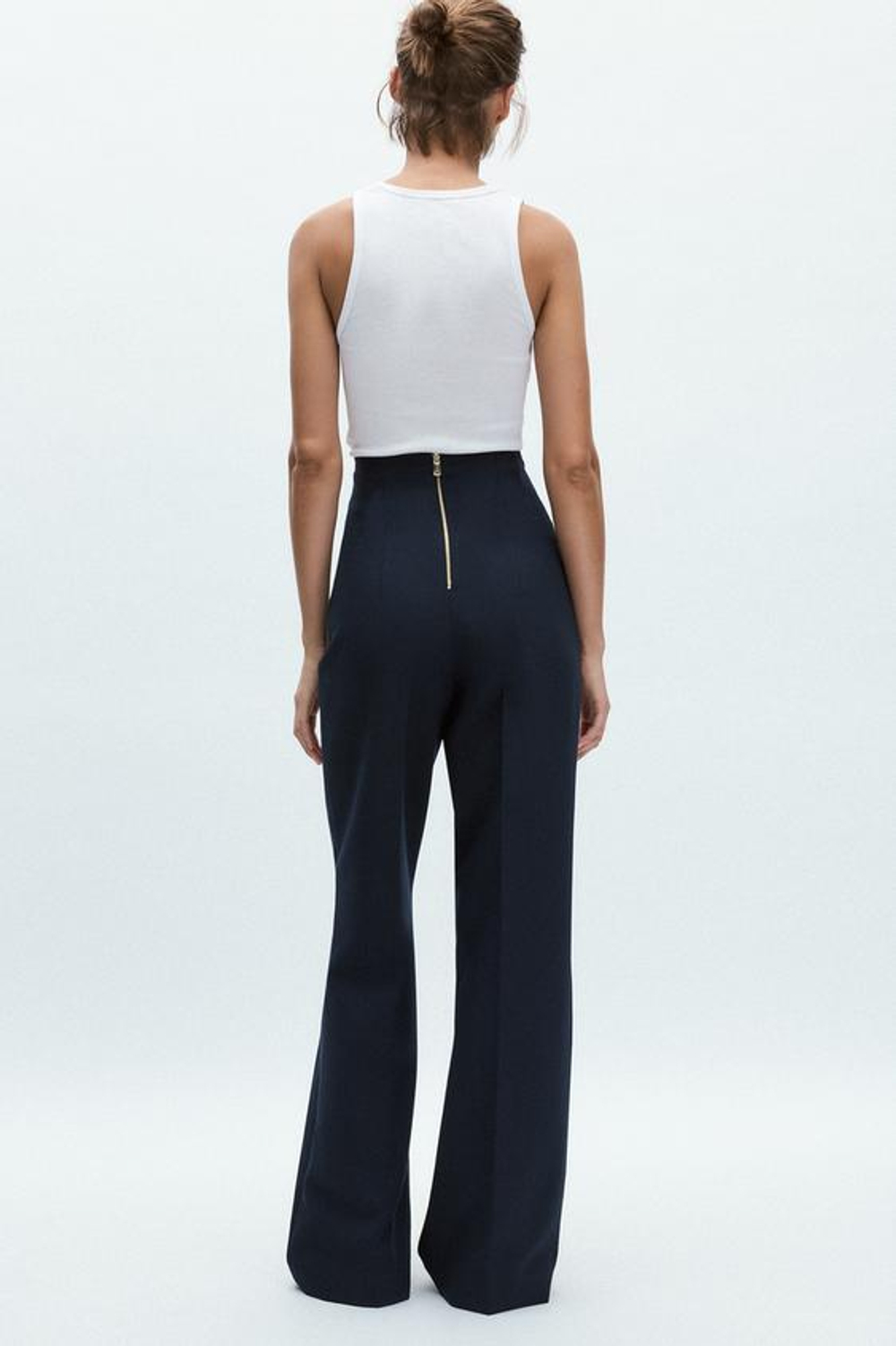 ZARA БРЮКИ С ВЫСОКОЙ ПОСАДКОЙ И ЗАСТЕЖКОЙ-МОЛНИЕЙ — ZW COLLECTION, МОРСКОЙ СИНИЙ