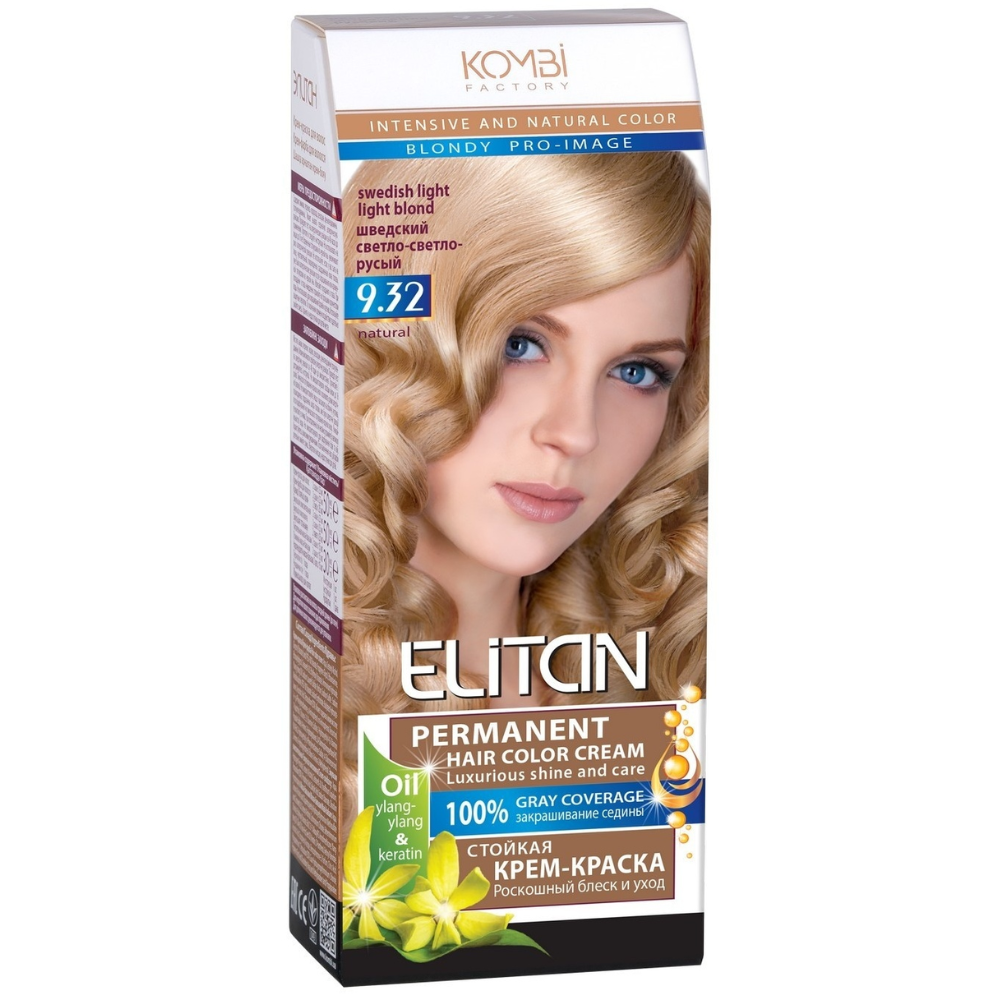 Краска для волос Elitan Intensive №9.32 Шведский светло русый 100 мл
