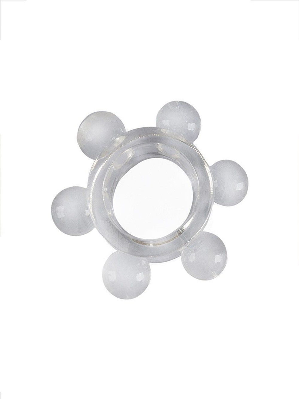 Прозрачное эрекционное кольцо с 6 стимулирующими шариками