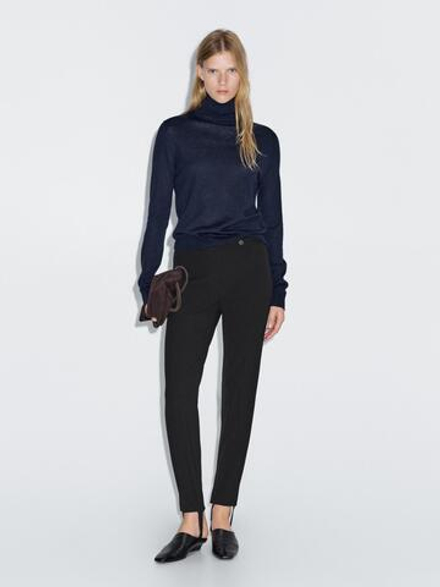 Massimo Dutti Брюки из 100% хлопка с эластичными манжетами, черный